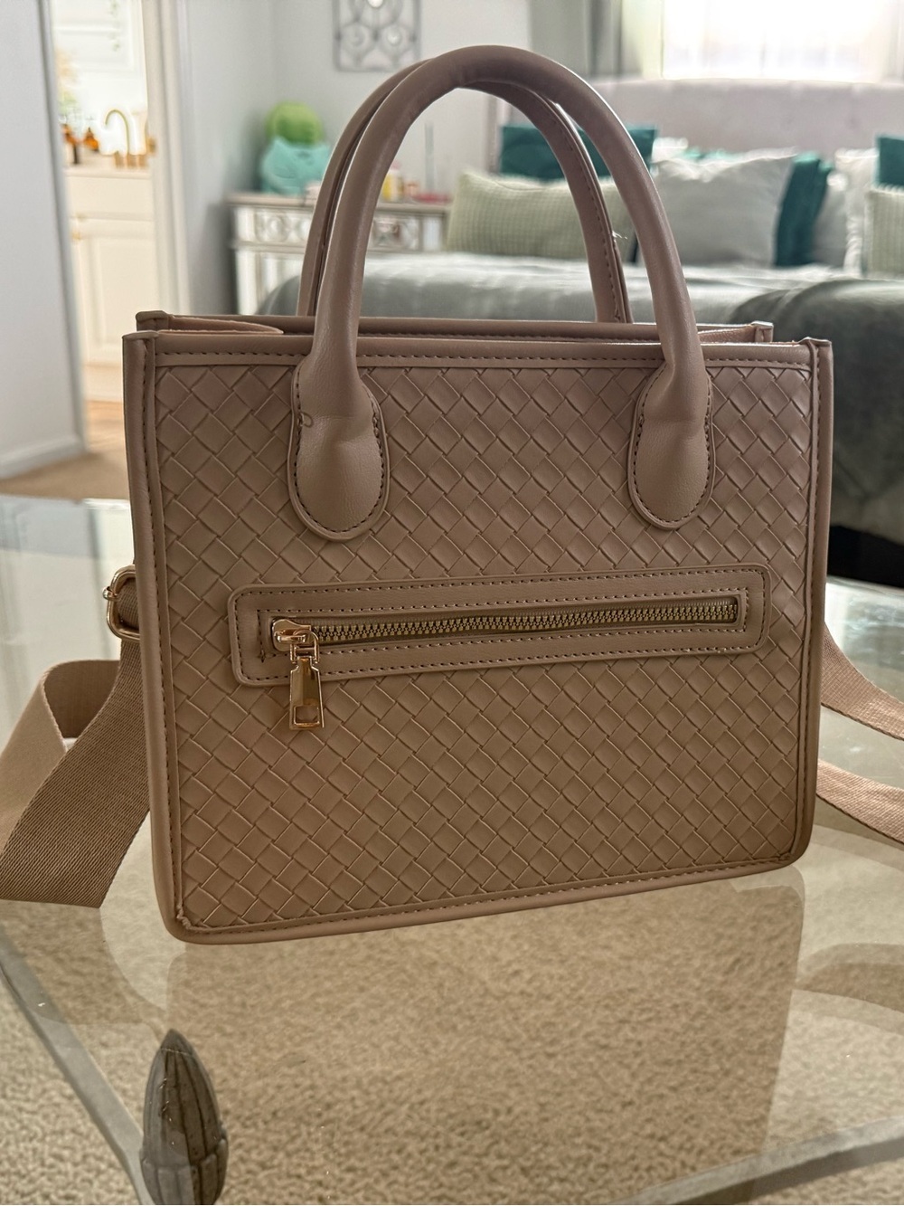 Crossi Woven Texture Top-Handle Bag